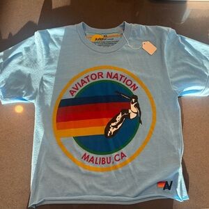 Aviator Nation Light Blue Short Sleeve Tee NWT